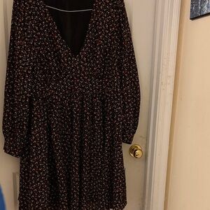 Torrid Black Floral Long Sleeve Dress